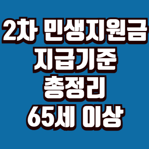 2차 민생지원금 지급기준 총정리 65세 이상 노인