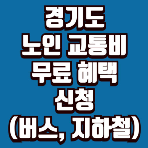 경기도 노인 교통비 무료 혜택 버스 지하철