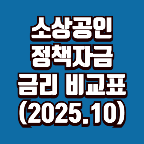 소상공인 정책자금 금리 비교표 2025년 10월
