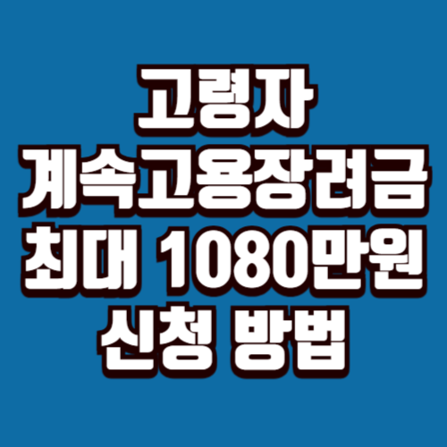 고령자 계속고용장려금이란 최대 1080만원 신청 방법