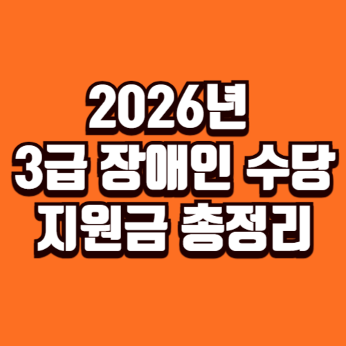 2026년 3급 장애인 수당 지원금 연금